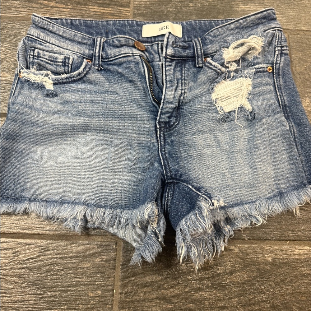 BKE Blue Distressed Jean Shorts